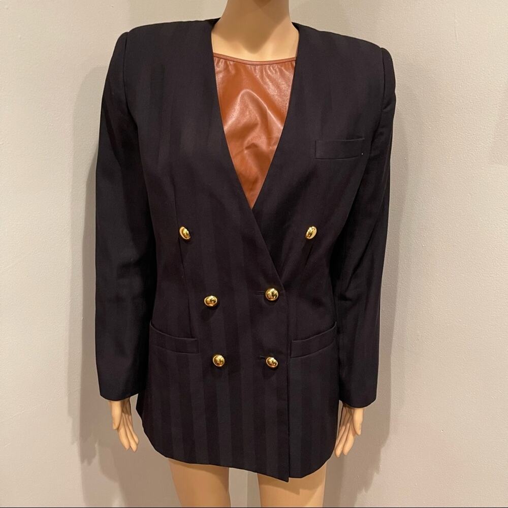 Worthington Vintage Stripe Double Breast Blazer